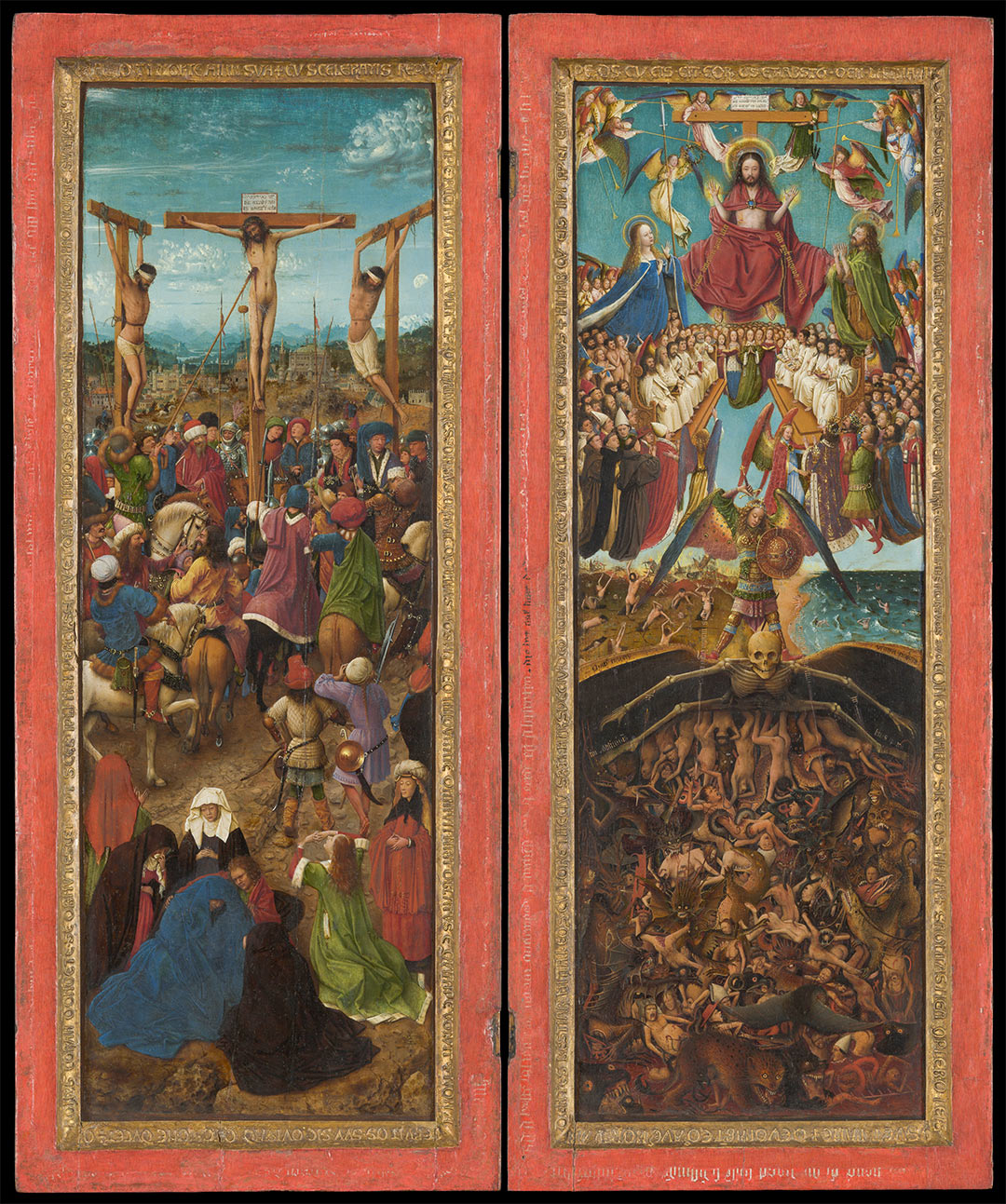 Jan van Eyck: Korsfestelsen og dommedag (1440–41). The Metropolitan Museum of Art, New York