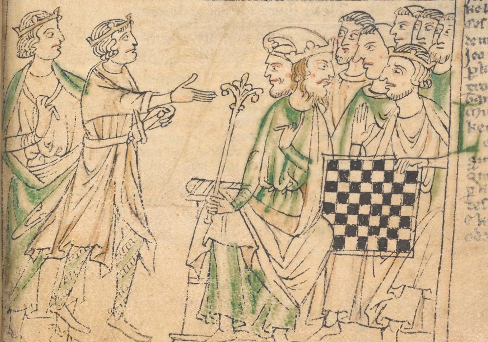 Sjakk i manuskript fra 1200-tallet Agolant og Abilant