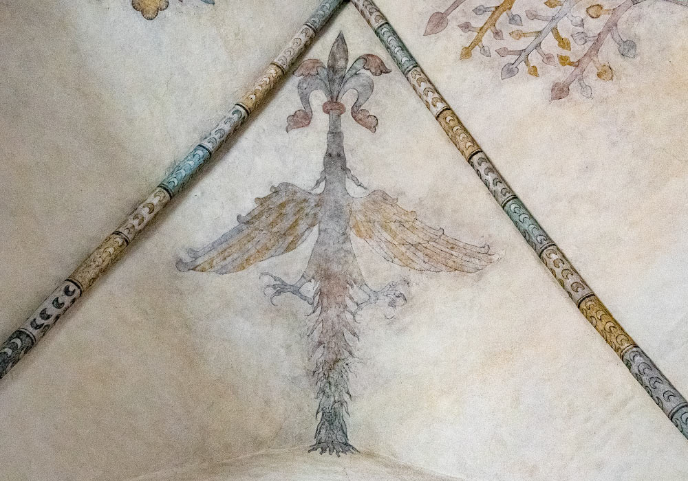 Drage på kalkmaleri i Othem kirke på Gotland