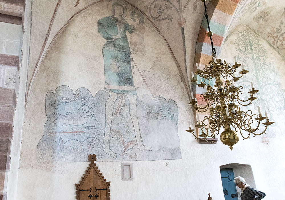 Vamlingbo kyrka: Kalkmaleri av den hellige Kristoforos