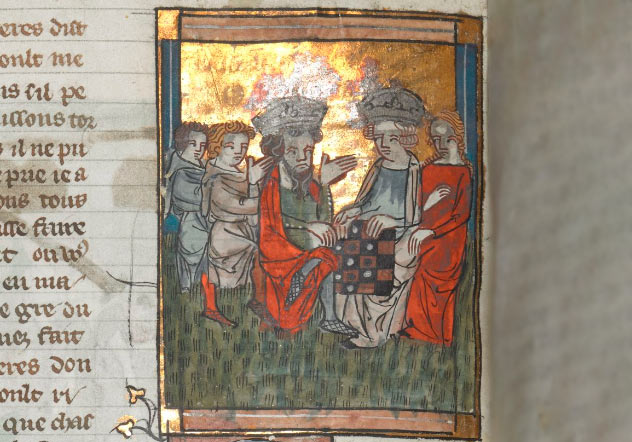 De syv vise mestere. Keiseren og keiserinnen (den onde stemoren) spiller sjakk De syv vise mestere. Keiseren og keiserinnen spiller sjakk